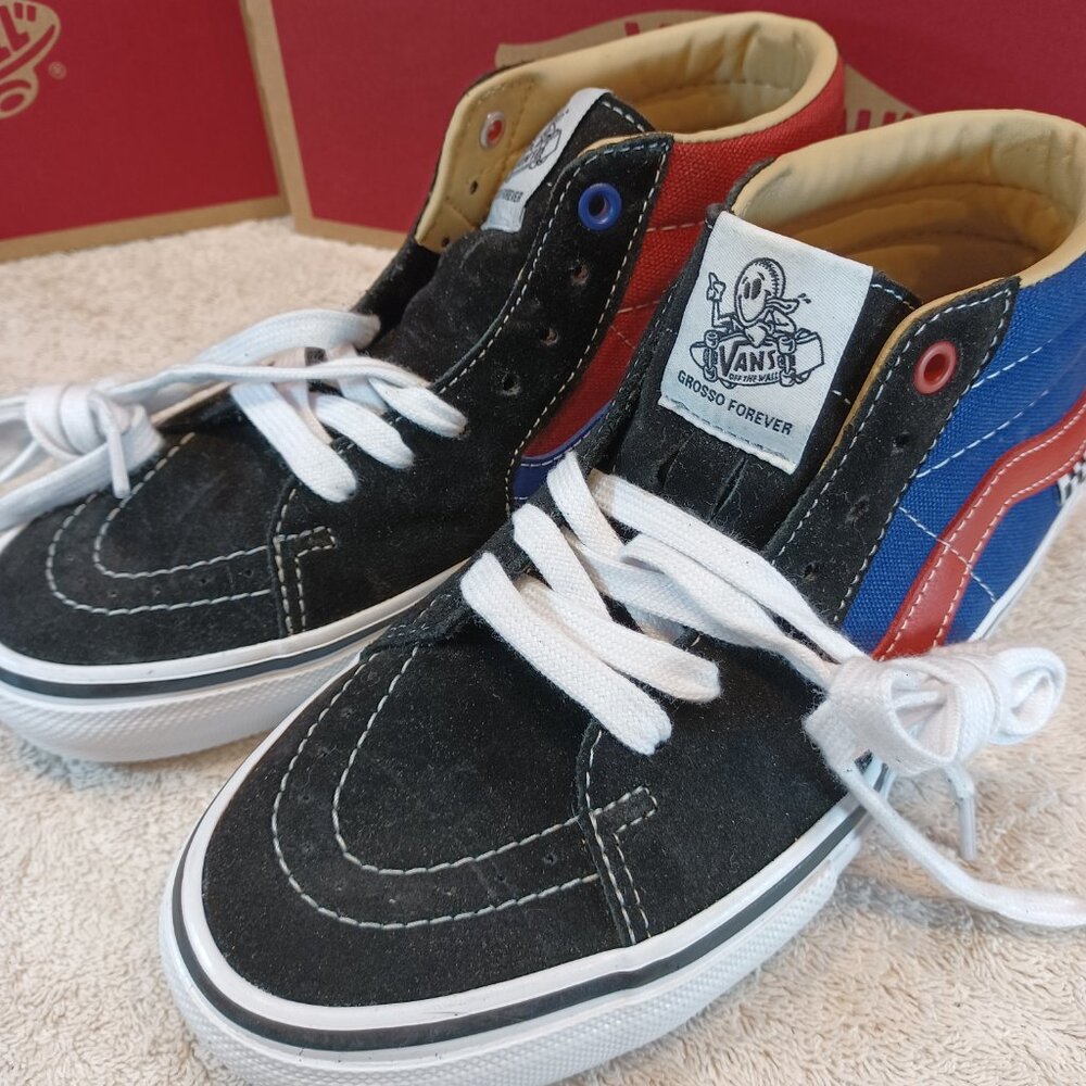 Vans Men's 6.5/Women's 8 Skate Grosso Mid Forever Black/Blue VN0A5FCGAPB - Picture 5 of 12